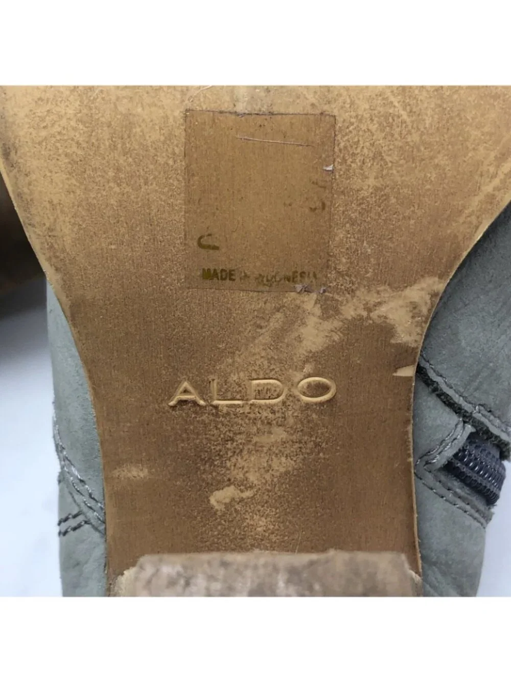 Aldo Boots Womens 10 Olenalla Sage Nubuck Leather Ankle Booties Block High Heel